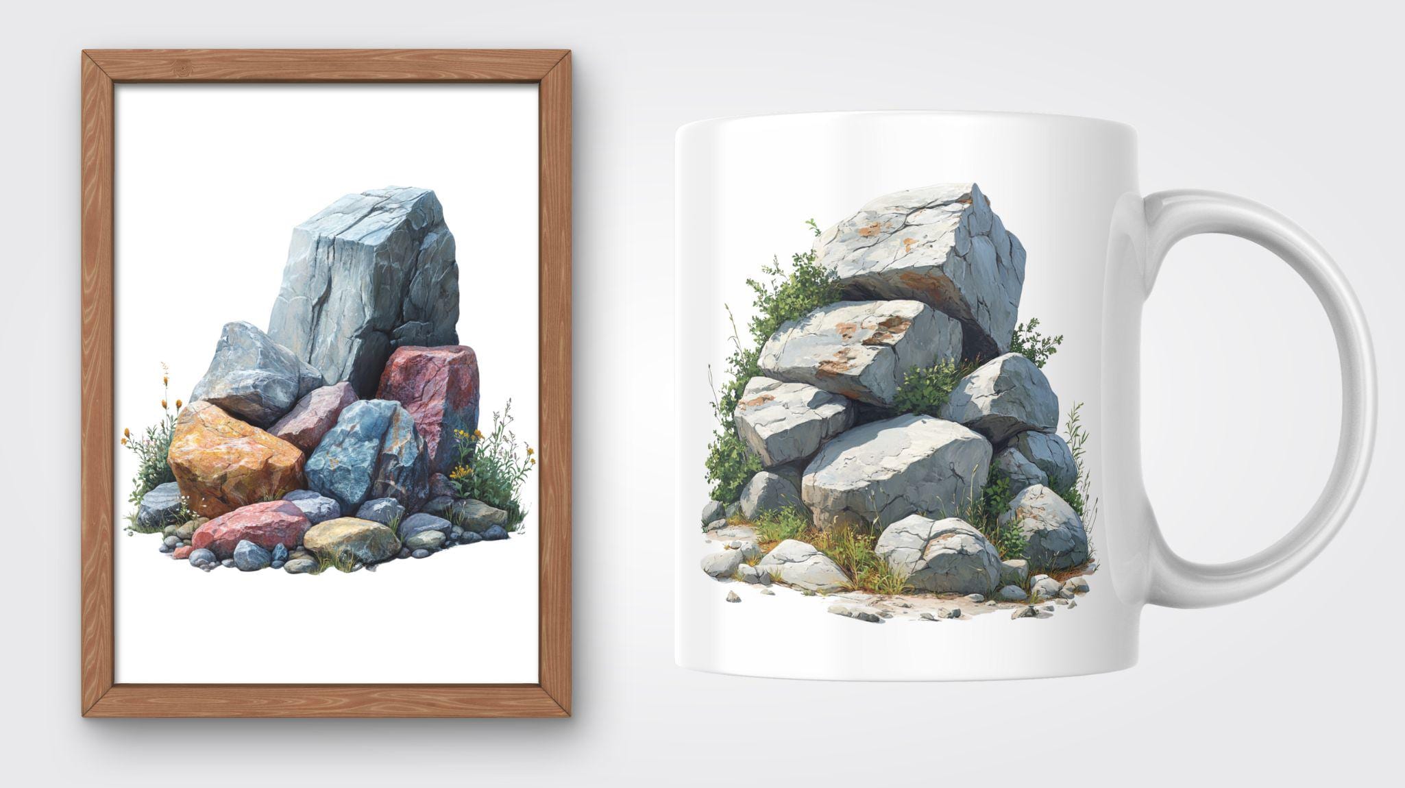 Rocks Clipart: Earthy PNG Images for Nature Designs (digital Download ...