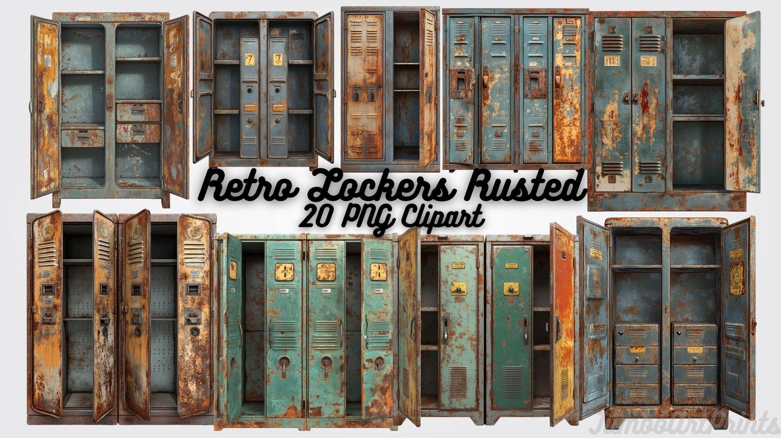 Retro Lockers Rusted PNG Set – 20 Industrial Grunge Cliparts - Etsy