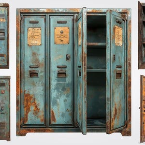 Retro Lockers Rusted PNG Set – 20 Industrial Grunge Cliparts - Etsy