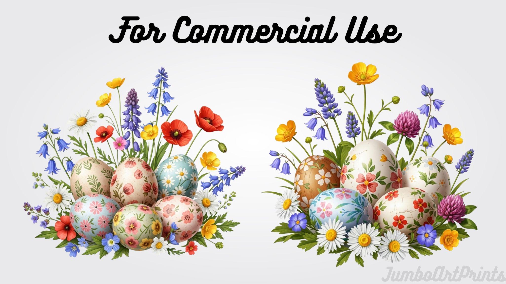 Easter Eggs Wildflowers Clipart PNG Bundle, Floral Spring Egg ...