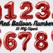 Red Balloon Number Clipart: Birthday Party Printable (digital Download ...