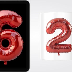 Red Balloon Number Clipart: Birthday Party Printable (digital Download ...