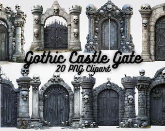 Gothic Castle Gate Clipart: Fantasy Medieval Door PNG (Digital Download, 12x12 inches