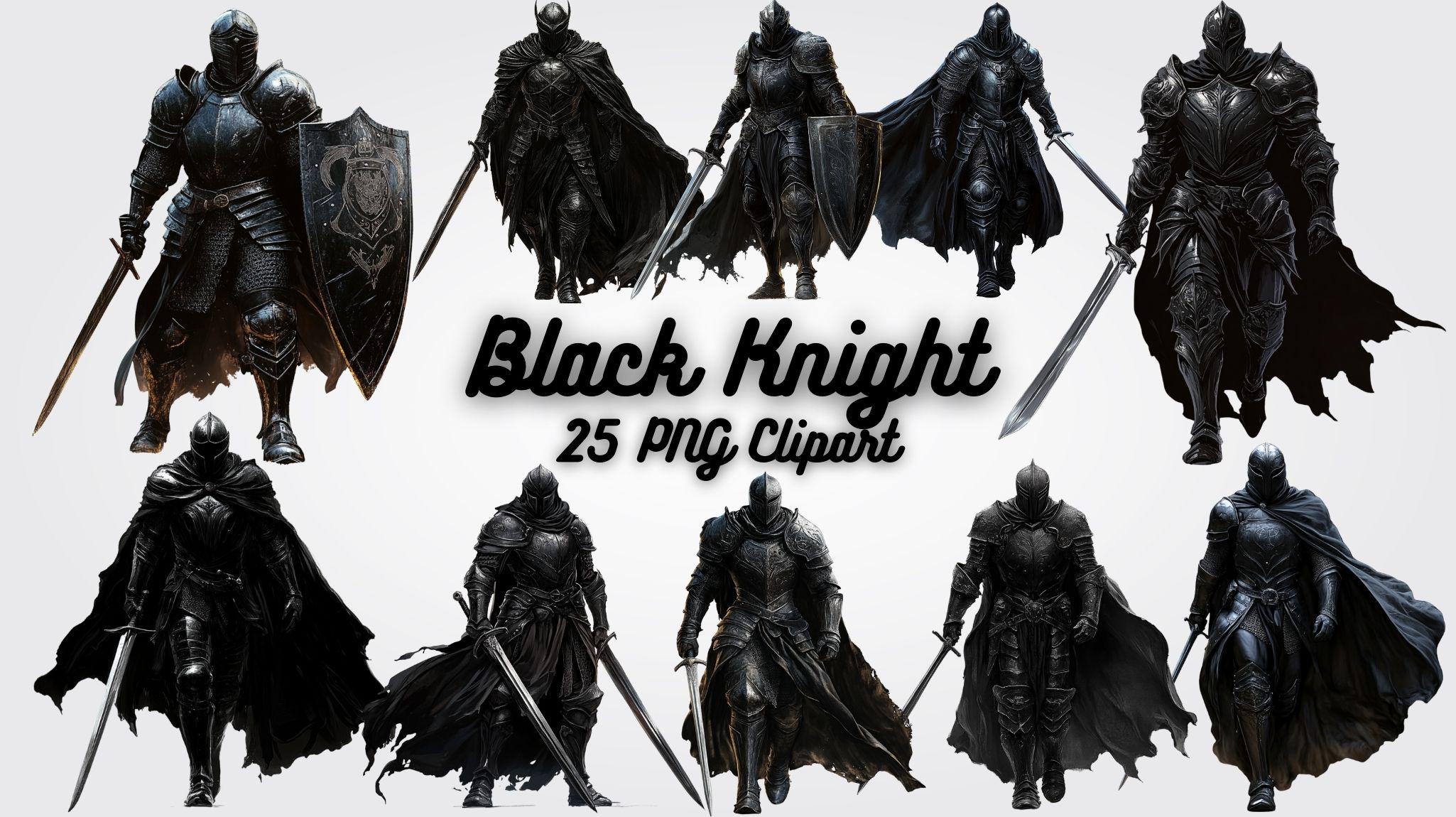 Black Knight Clipart: Medieval Gothic Warrior PNG Graphics