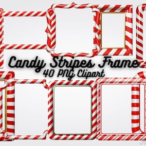 Candy Stripes Frames Clipart - Retro Candy Cane Frame - Etsy