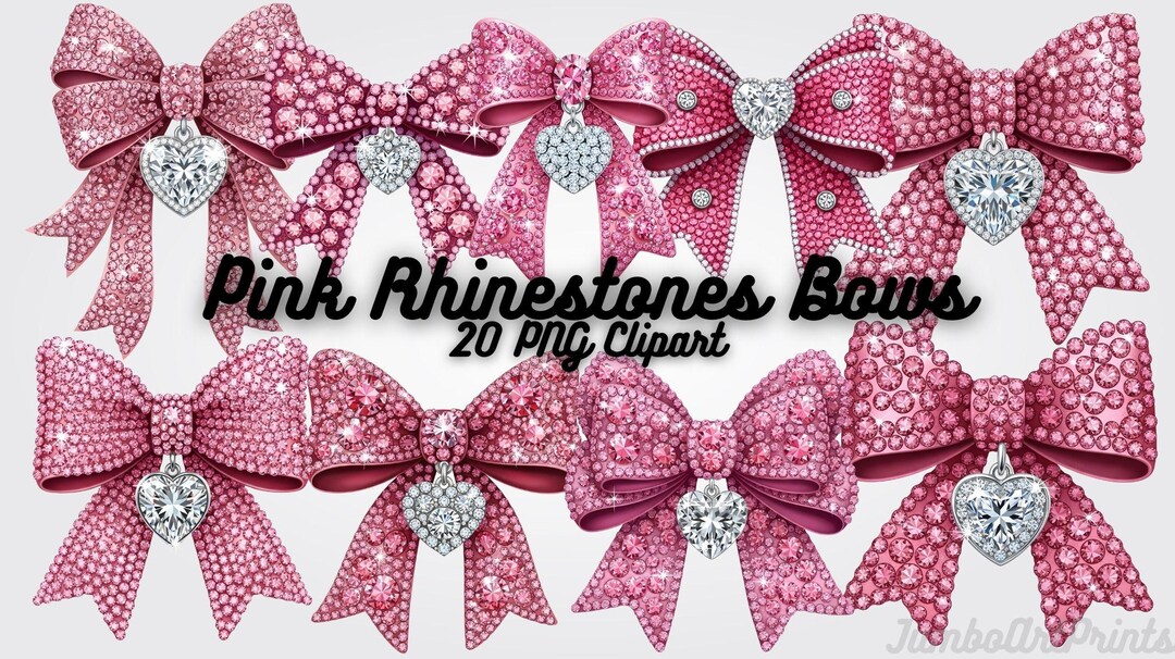 Pink Rhinestone Bow Pink Rhinestone Bow Clipart - Sparkly Valentine Bows PNG, Diamond Heart ...