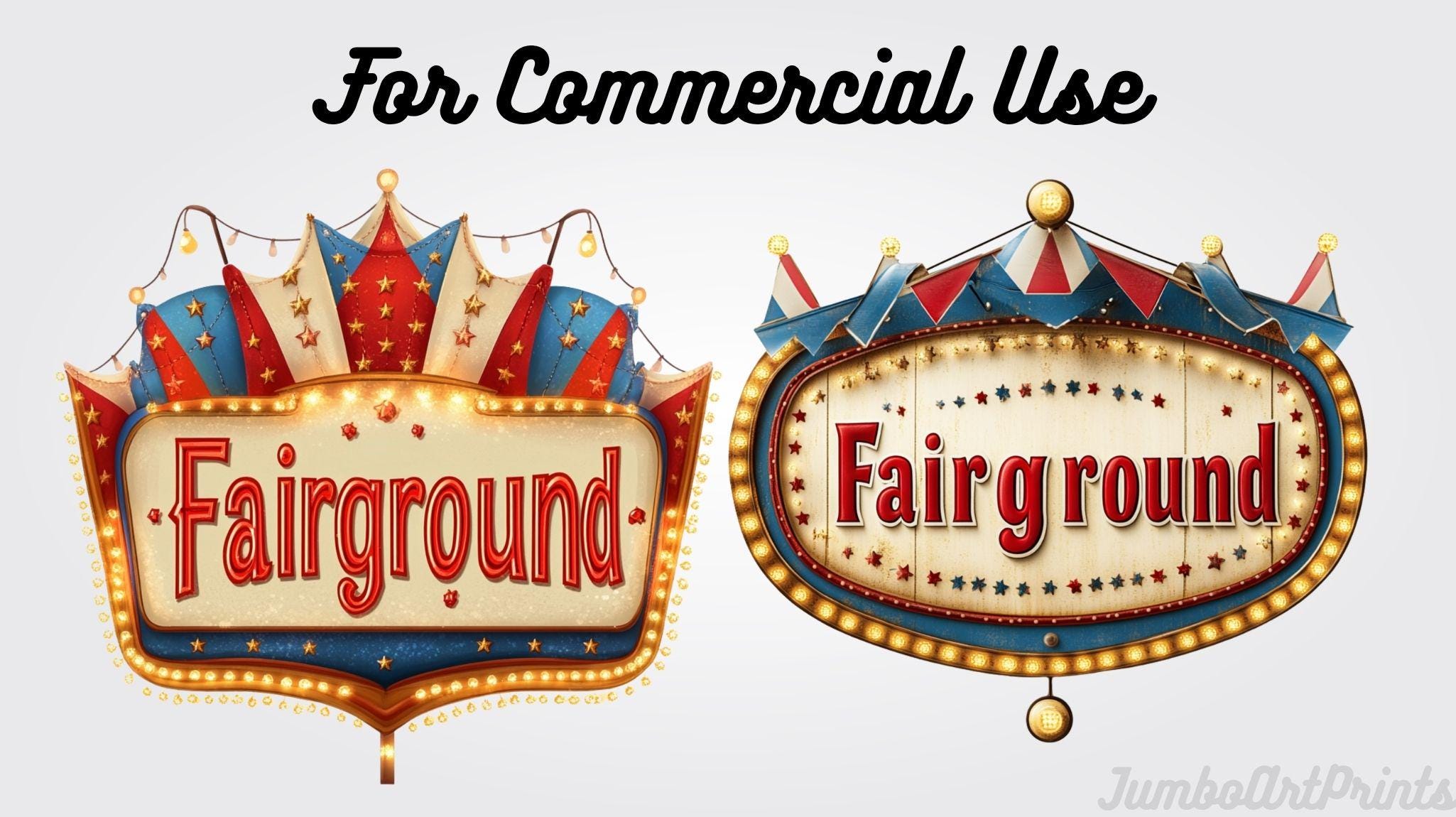 Fairground Sign Clipart: Retro Christmas Carnival Lights (digital ...