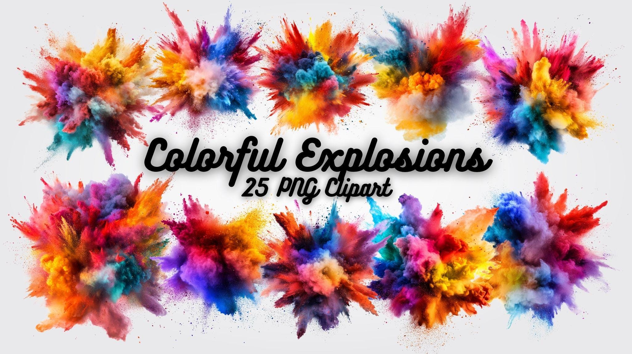 Colorful Powder Burst Clipart: Holi Dust PNG Overlays (digital Download ...