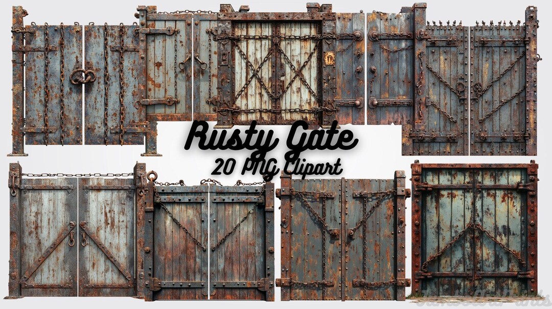 Rusty Gate Clipart: Industrial Grunge Texture PNG (digital Art) - Etsy