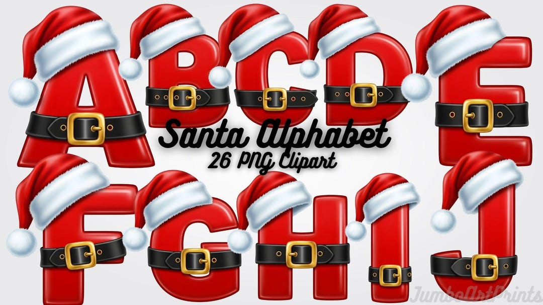 Santa Alphabet PNG – 26 Festive Christmas Letters With Hats & Belts - Etsy