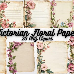Victorian Floral Clipart: Antique Flower PNG Images for Scrapbooking (Digital Download)