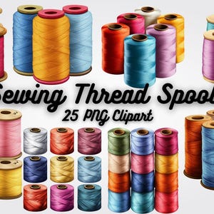 Sewing Thread Spools Clipart, Vintage Sewing Machine PNG, 25 High-Quality Craft & Tailor Illustrations for Invitations, Prints