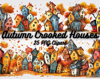 Autumn Crooked Houses Clipart: Fairy Tale Fall Homes (Digital Download)