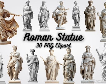 Estatua de diosa romana: mármol antiguo PNG (descarga digital)