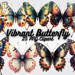 Vibrant Butterfly Clipart: Colorful PNG Images for Sublimation (Digital Download