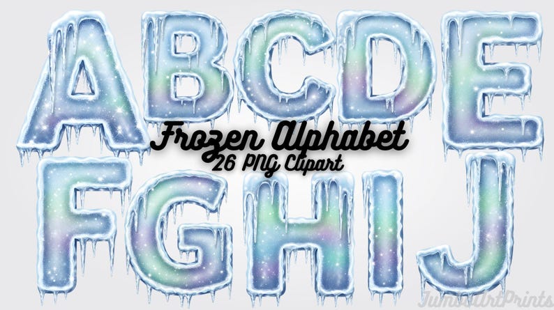 Frozen Letters Color Frozen Alphabet PNG – 26 Icy Letters With Crystal Halo & Winter Texture ...