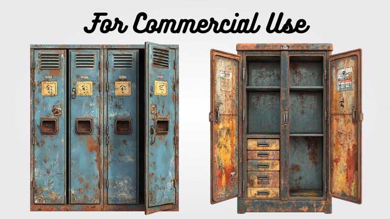 Retro Lockers Rusted PNG Set – 20 Industrial Grunge Cliparts - Etsy