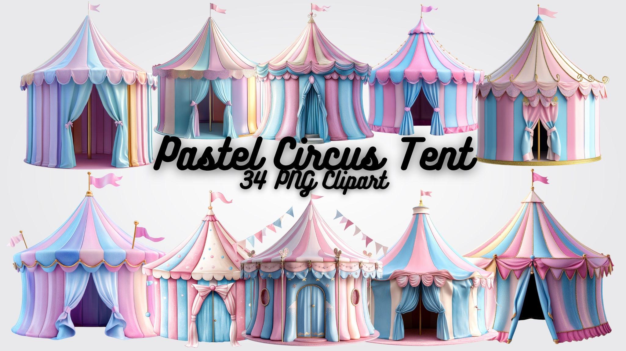 Pastel Circus Tent Clipart: Carnival Graphics for Invitations (digital ...