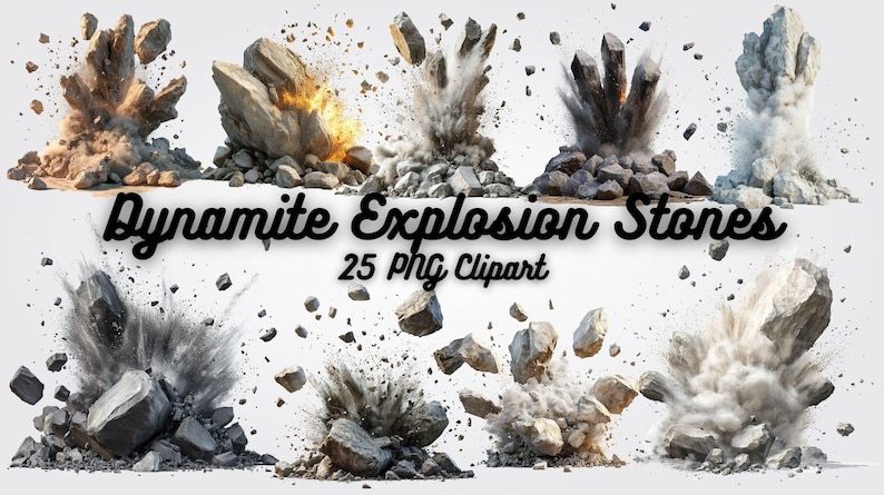 Dynamiting Out Rocks Dynamite Explosion Stones Clipart: Rock Blast PNG (digital Download) - Etsy