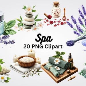 Spa Clipart Set: 20 PNG Images for Wellness & Beauty (Commercial Use)