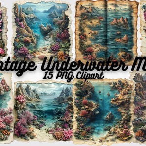 Vintage Unterwasserkarte Clipart, Seekarte PNG, Seekarte Digital Download, Ocean Adventure Clipart |  Nautische Grafiken, Digitaldrucke