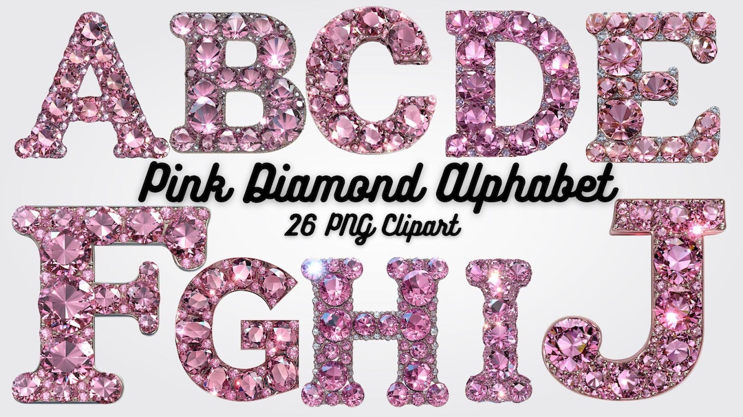Pink Diamond Alphabet Clipart: 26 Luxe PNG Images (12x12 Inch) - Etsy