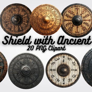 Viking Shield Clipart: 20 Norse Runes PNGs (Digital Designs)