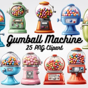 25 Gumball Machine Clipart, High-Quality PNG Images of Colorful Gumball Machines - Perfect for Invitations, Party Prints,  Digital Projects