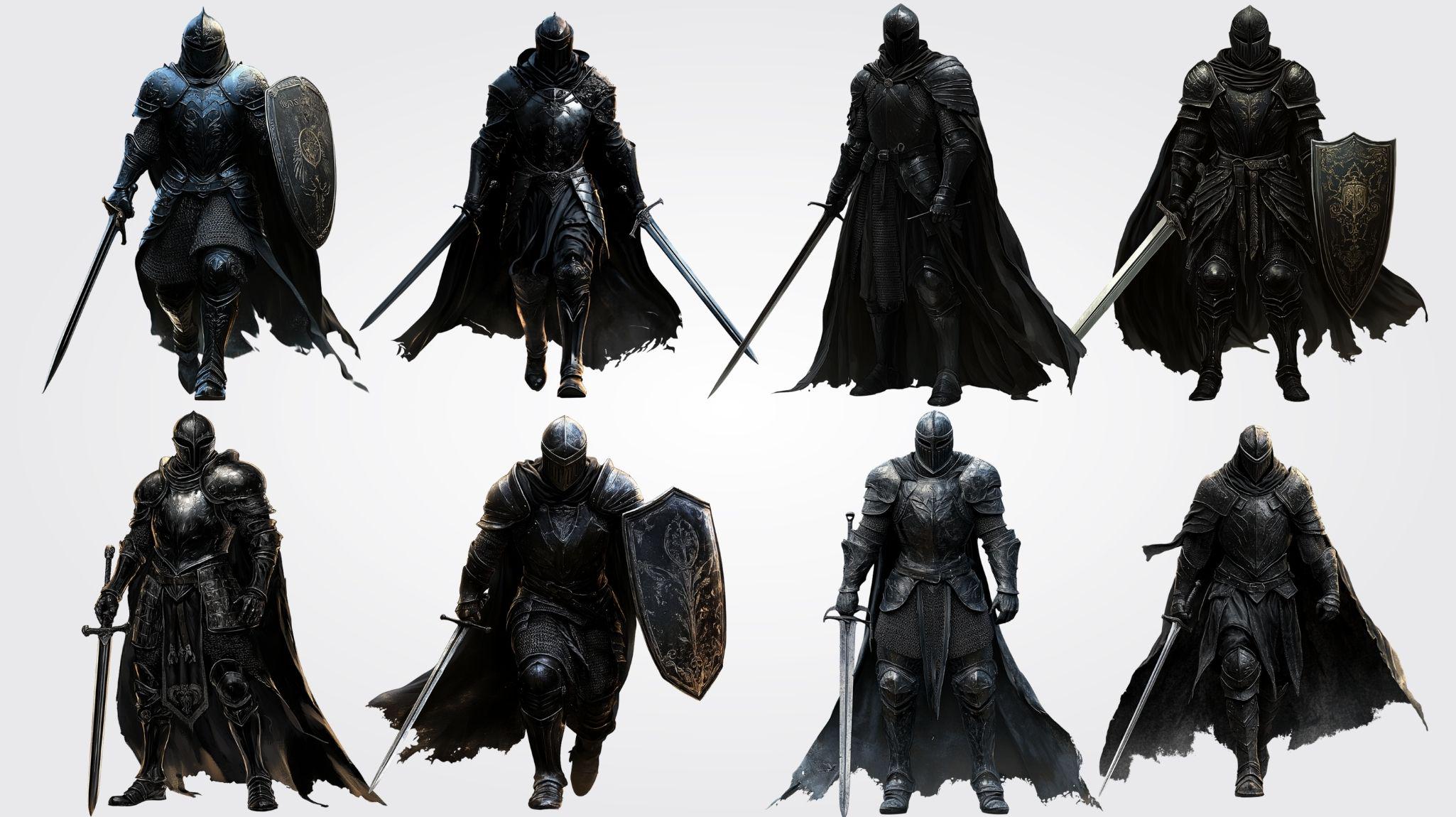 Black Knight Clipart: Medieval Gothic Warrior PNG Graphics