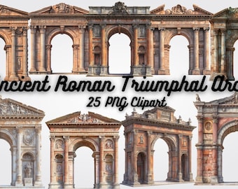 Arco del Triunfo Romano: Gráficos de arquitectura antigua (25 PNG descargables)