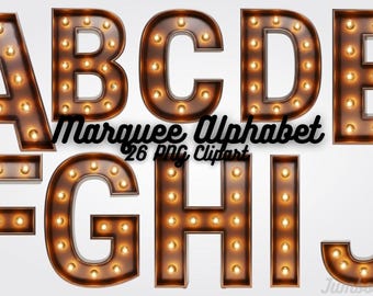 Antique Bronze Marquee Alphabet - 26 Retro Sign Letters