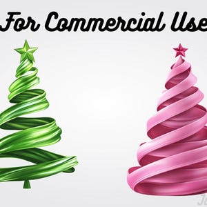 Ribbon Christmas Tree Clipart: 40 PNG Holiday Designs (digital Download ...