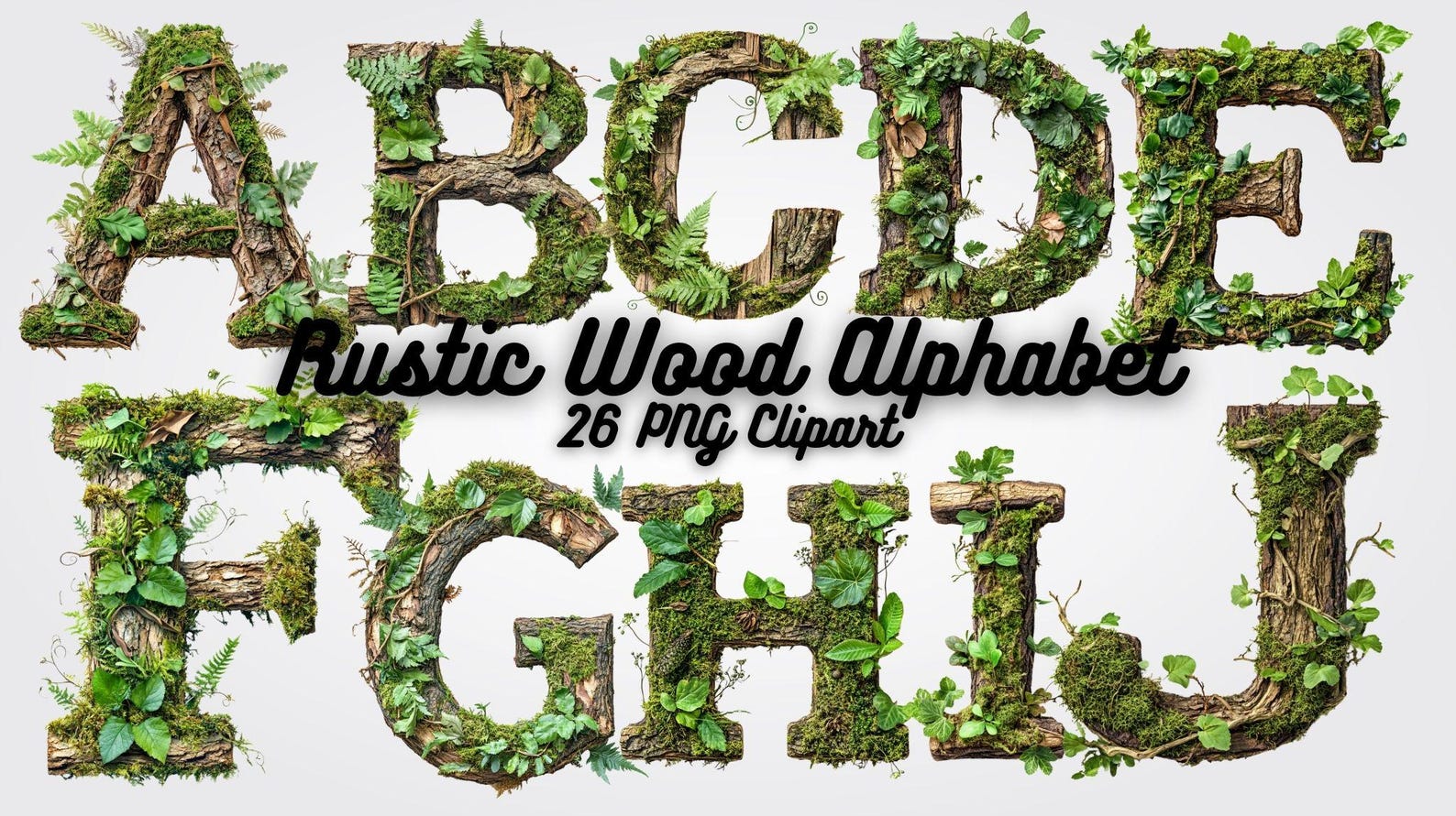 Rustic Wood Alphabet Clipart: 26 PNG Letter Graphics (digital Designs ...