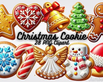 Christmas Cookie Clipart, Holiday Baking PNG Bundle (Digital Download)