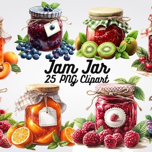 25 Jam Jar Clipart, High-Quality PNG Images of Adorable Jam Jars - Perfect for Invitations, Kitchen Decor, and Craft Projects