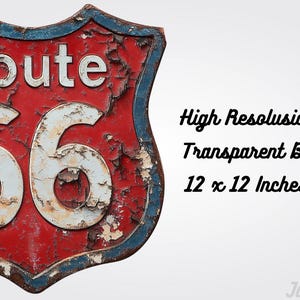 Route 66-skylt Clipart: Vintage Americana PNG (digital nedladdning) bild 5