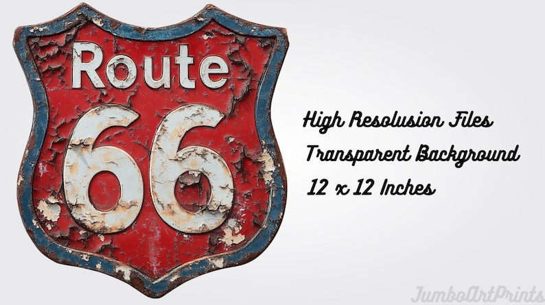 Route 66-skylt Clipart: Vintage Americana PNG (digital nedladdning) bild 5
