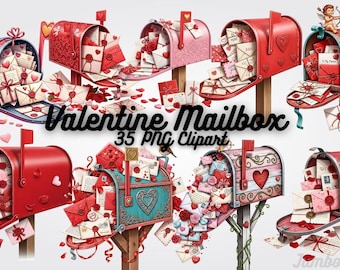 Valentine Mailbox Clipart - Liebesbriefe PNG, skurrile Herz Mail Romantische Grafiken