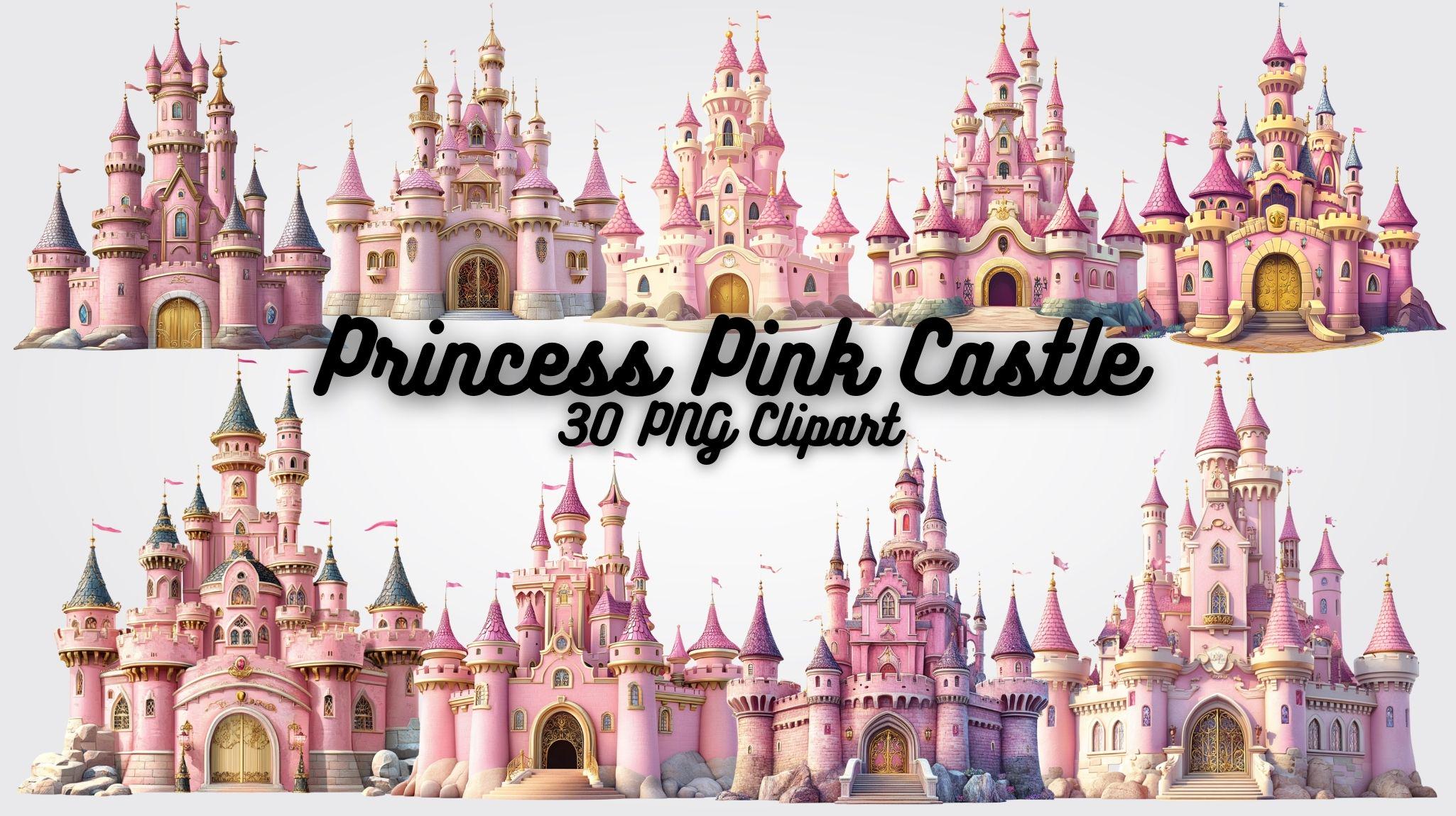 Princess Pink Castle Clipart: Fairytale Kingdom PNG (30 Images) - Etsy