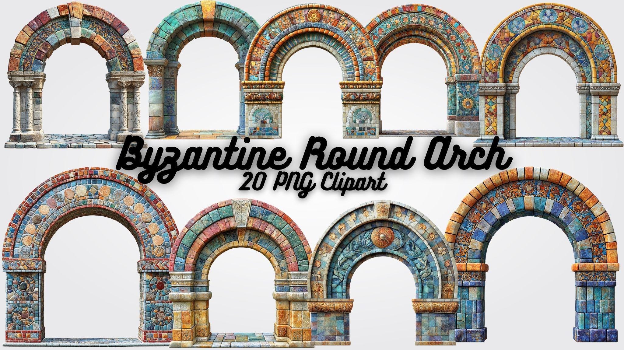 Byzantine Arch Clipart: Medieval Architecture PNG Images (digital