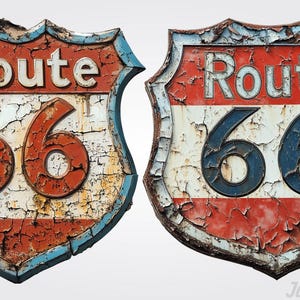 Route 66-skylt Clipart: Vintage Americana PNG (digital nedladdning) bild 2