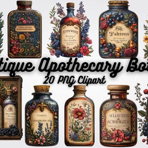 Antique Potion Bottle Clipart: Vintage Apothecary PNGs (Digital Download)