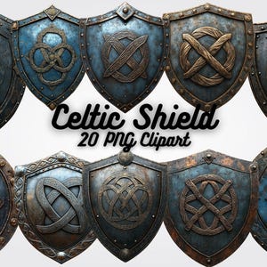 Celtic Shield Clipart PNG, Medieval Shield Digital Download, Viking Warrior Sublimation, Fantasy Game Art, Printable Wall Decor