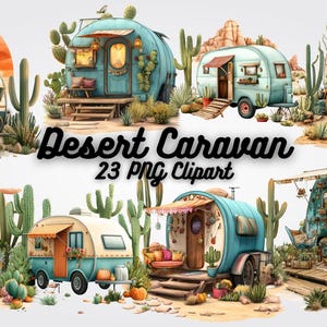 Desert Caravan Clipart, 23 Boho Camel Silhouette, Sanddünen, Mond, Kaktus, digitaler Download für Einladungen, Poster, Sublimation