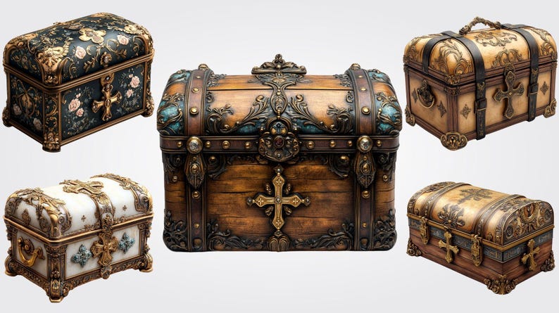 Ornate Relic Box Clipart PNG, Gothic Vintage Jewelry Box Digital ...