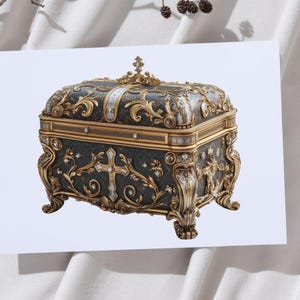 Ornate Relic Box Clipart PNG, Gothic Vintage Jewelry Box Digital ...