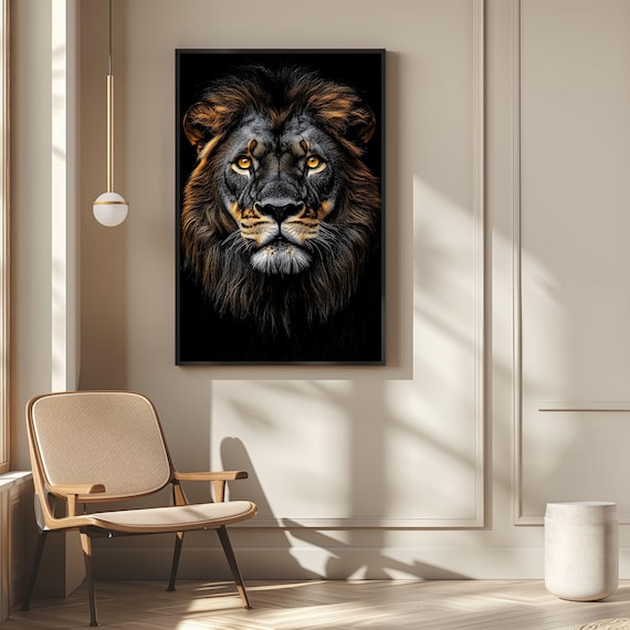 Majestic Lion Portrait: Golden Mane, Amber Eyes (digital Download