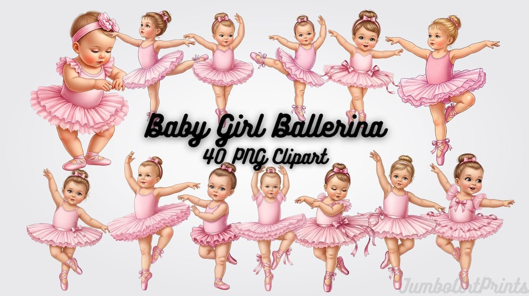 Baby Girl Ballerina Clipart PNG - Pink Ballet Dancer Illustrations - Etsy