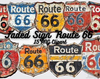 Señal de la Ruta 66: Imágenes prediseñadas de estilo americano vintage (descarga digital)