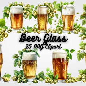 Beer Glass Clipart PNG, Drink Cliparet,  25 High-Quality Beer Glass Illustrations for Party Invites, Sublimation, Stickers, Digital Download